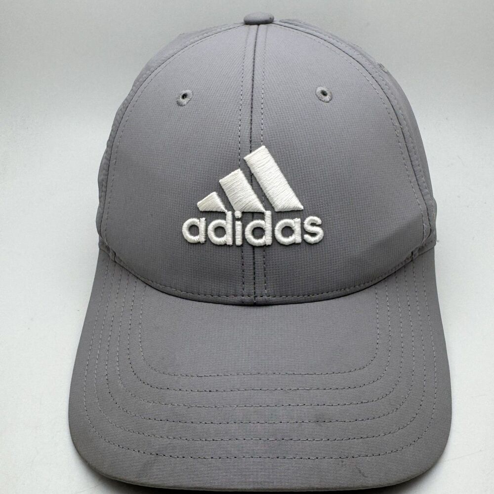 adidas Hat Cap Gray White Logo Performance Adjustable Strapback OSFM